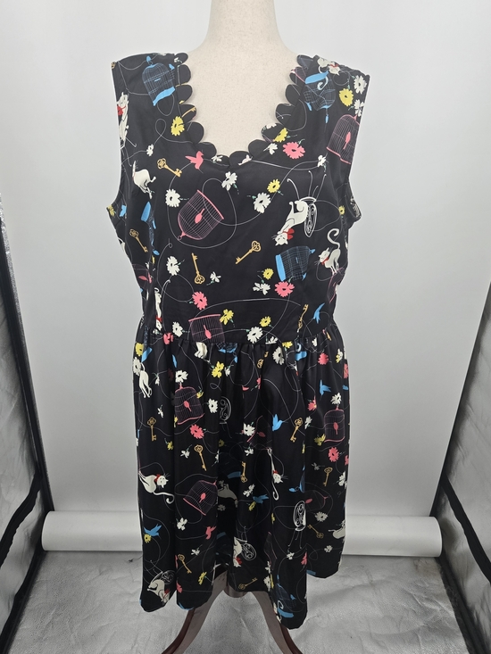Lindy Bop Dresses & Skirts - Lindy Bop Daria Black Birdcage Print Fit & Flare Retro Dress Size 20 (6992)